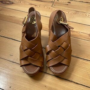 Tory Burch Jodie Woven Leather Platform Heels